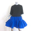 Alexander McQueen Ruffled Mini T-Shirt Dress Black Cotton & Blue Taffeta Size 42