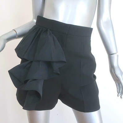 Alexander McQueen Ruffled Wool Shorts Black Size 40 NEW