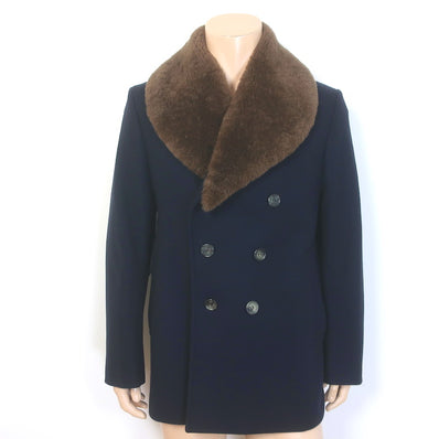 Alexander McQueen Shearling-Collar Peacoat 