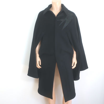 Alexander McQueen Swallow Cape Coat Black Wool-Cashmere Size 48