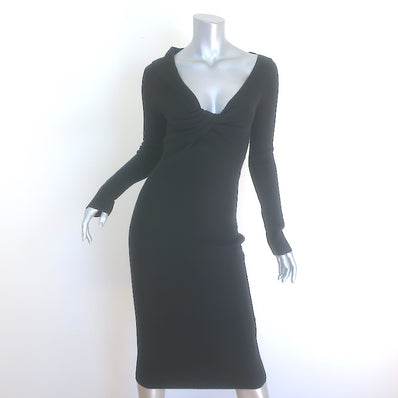Alexander McQueen Twist-Neck Ribbed Knit Dress 