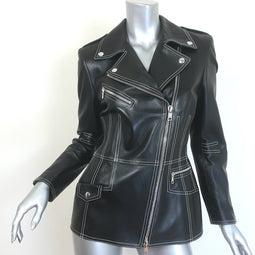 Alexander Mcqueen Contrast-Stitch Leather Biker 