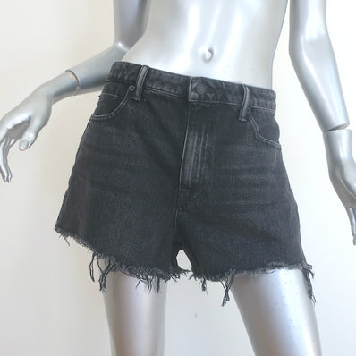 Alexander Wang Bite High Rise Denim Shorts Black Cotton Size 29 NEW