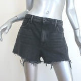 Alexander Wang Bite High Rise Denim Shorts Black Cotton Size 29 NEW