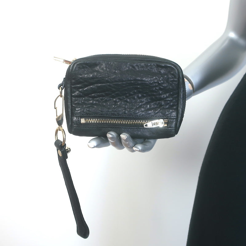 Alexander Wang Fumo Wristlet Wallet Black Pebbled Leather