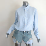 Alexander Wang Prestyled Button Down Short Romper Blue Striped Cotton Size 2 NEW