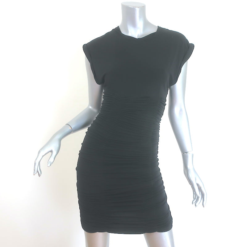 Alexander Wang Ruched Mini Dress Black Stretch Jersey Size 0