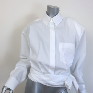 Alexandre Vauthier Button Down Wrap Shirt White Size 38 Padded Shoulder Top