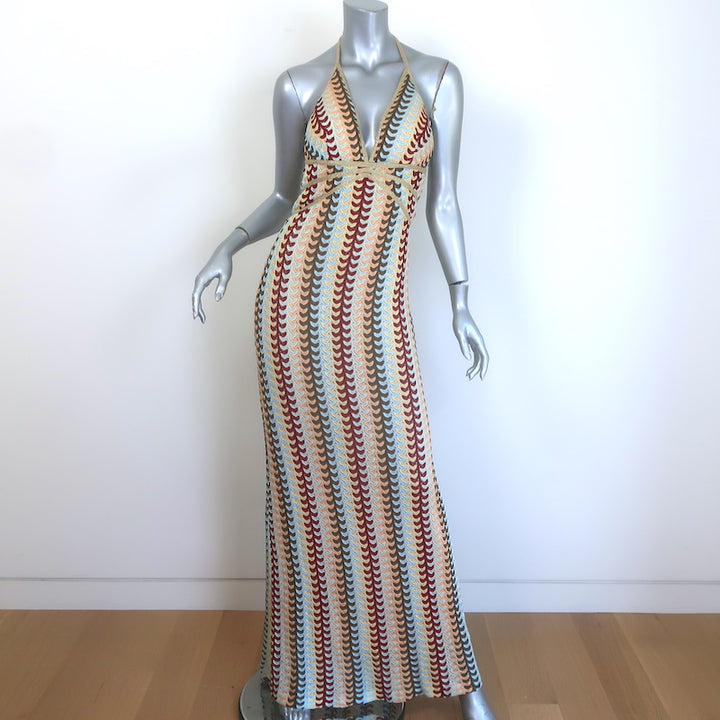 Alexis Enna Metallic Knit Halter Maxi Dress