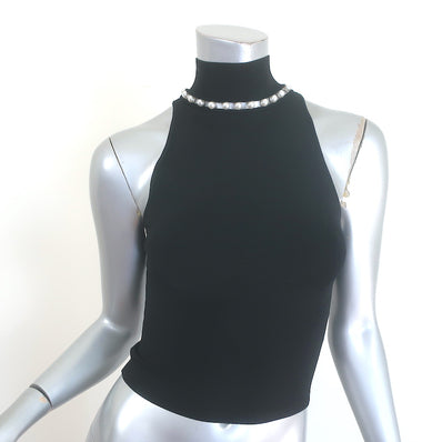 Alice + Olivia Annalee Faux Pearl-Embellished Top Black Size Extra Small