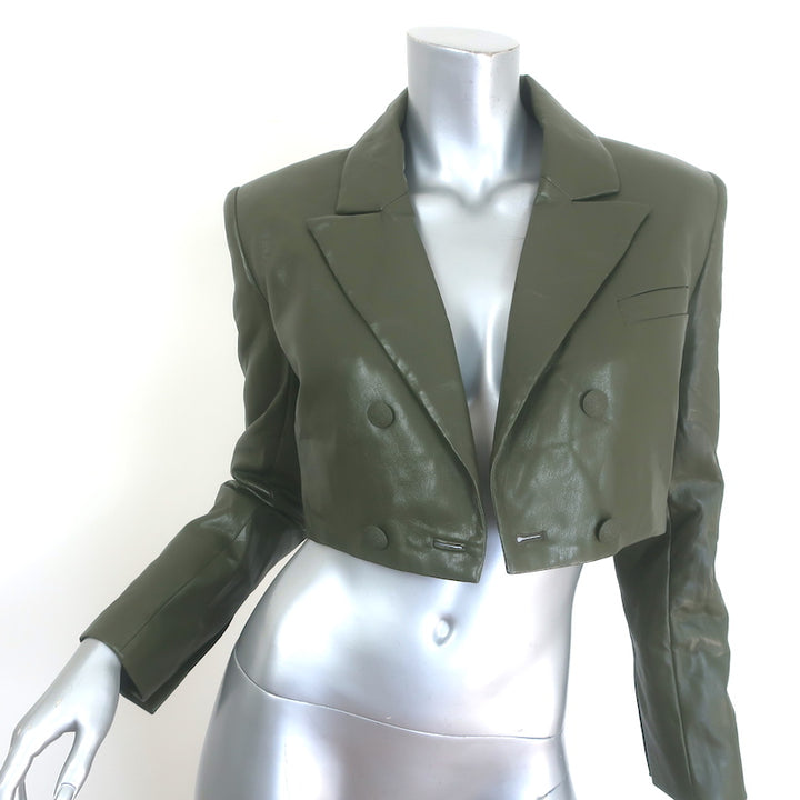 Alice + Olivia Anthony Cropped Faux Leather Blazer 