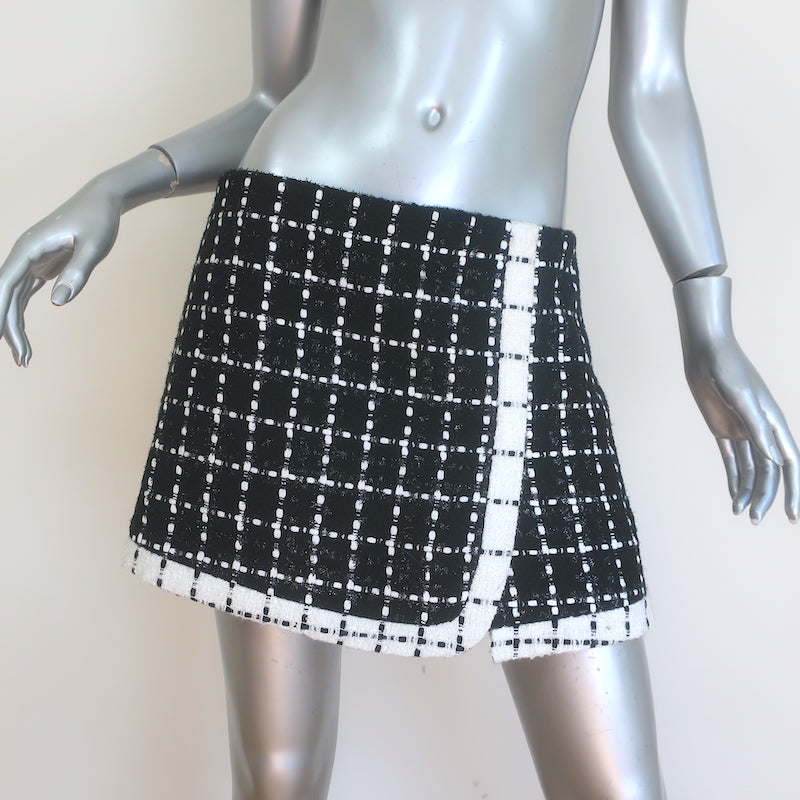 Alice + Olivia Darma Checked Tweed Crossover Skort Black/White Size 10 NEW