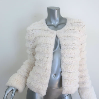 Alice + Olivia Fawn Faux Fur Jacket Cream Size Large