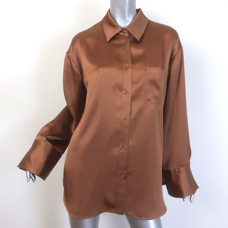 Alice + Olivia Finely Oversized Button-Up Shirt Copper 