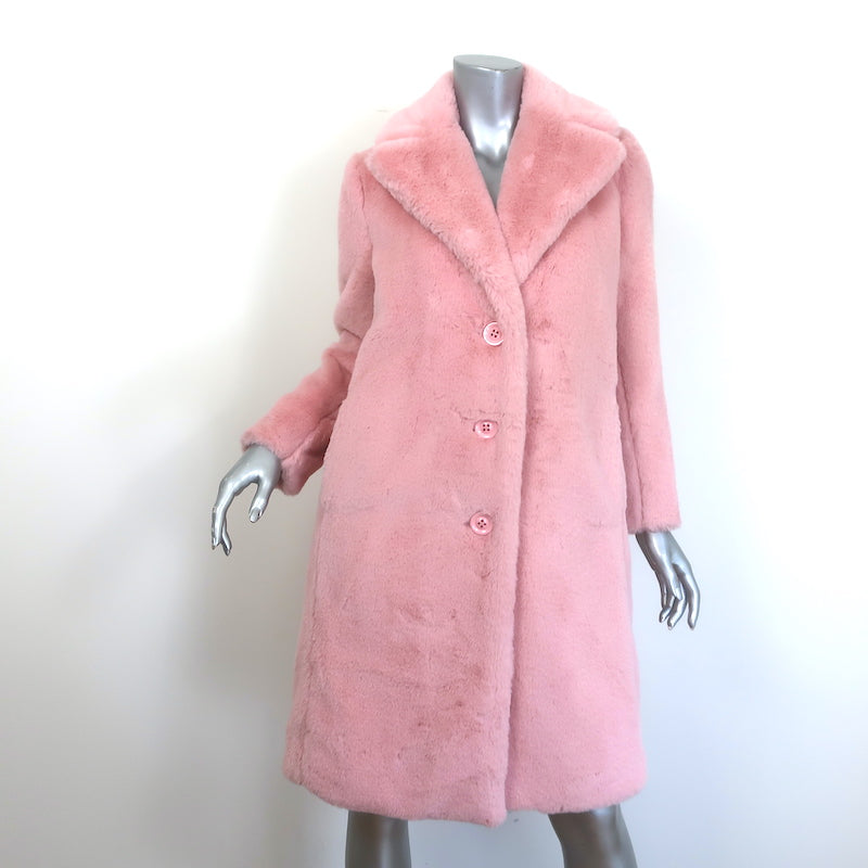 Alice + Olivia Foster Faux Fur Coat Shell Pink Size Extra Small NEW
