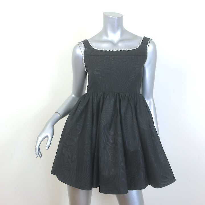 Alice + Olivia Guinevere Pearl &amp; Crystal-Embellished Mini Dress Black Size 2