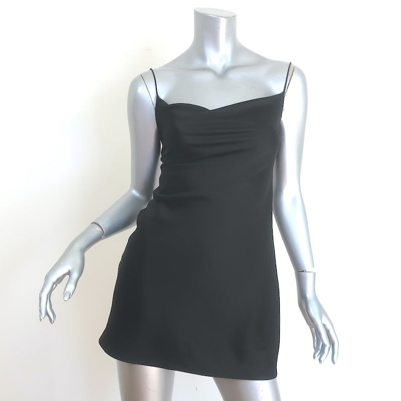 Alice + Olivia Harmony Mini Slip Dress Black Satin Size 2 NEW