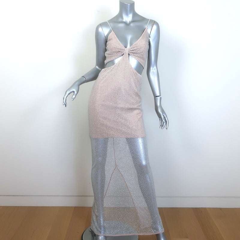 Alice + Olivia Havana Cut-Out Crystal Fishnet Maxi Dress 
