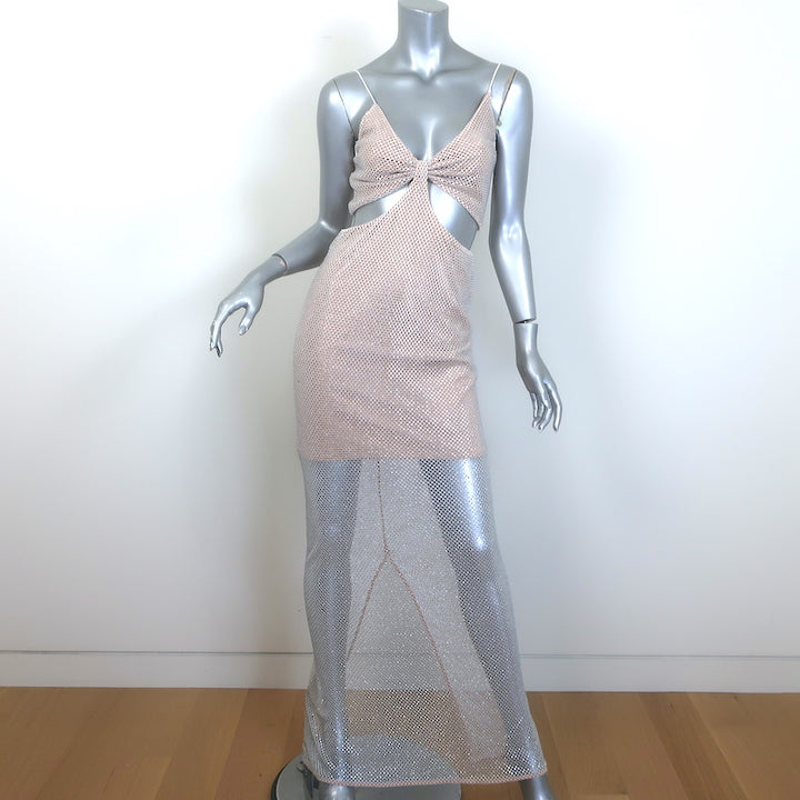 Alice + Olivia Havana Cut-Out Crystal Fishnet Maxi Dress 