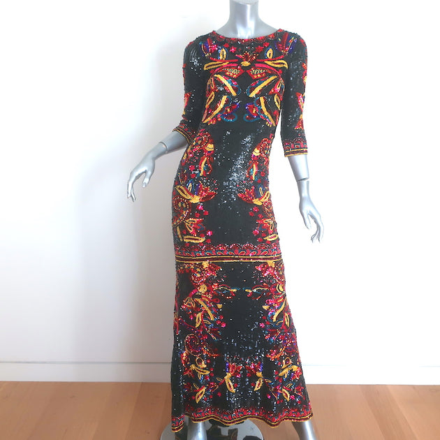 Alice + Olivia Jae Sequin Gown Black/Multi Size 0 Cutout-Back Maxi Dre –  Celebrity Owned