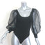 Alice + Olivia Jillianne Organza Puff Sleeve Bodysuit Black Size Extra Small