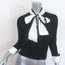 Alice + Olivia Justina Combo Bow Sweater Black Stretch Wool Size Extra Small