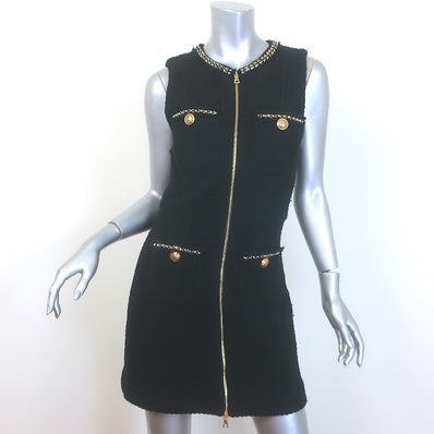 Alice + Olivia Lachlan Zip-Front Studded Tweed Mini Dress 