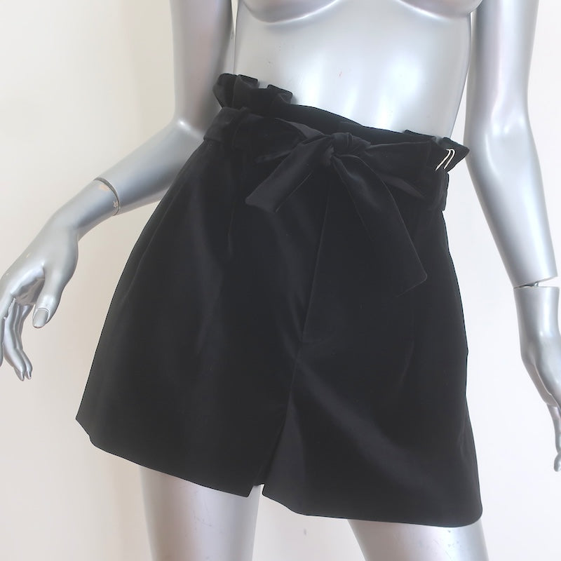 Alice + Olivia Laurine Velvet Paper Bag Shorts 