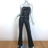 Alice + Olivia Lavera Vegan Leather Strapless Jumpsuit Black Size 4