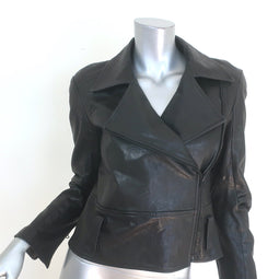 Alice + Olivia Leather Biker Jacket Black Size 4