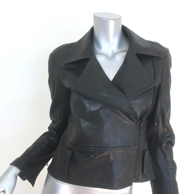 Alice + Olivia Leather Biker Jacket Black Size 4