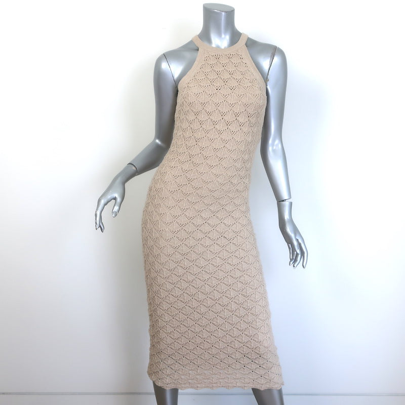Alice + Olivia Lulu Crochet Knit Halter Midi Dress 