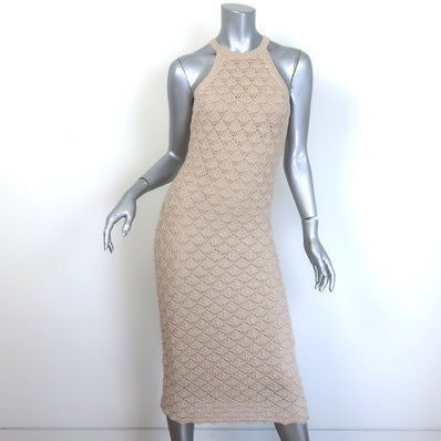Alice + Olivia Lulu Crochet Knit Halter Midi Dress 