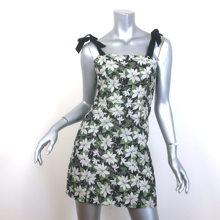 Alice + Olivia Maryann Tie-Shoulder Floral Jacquard Mini Dress Size 0