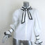 Alice + Olivia Sharen Puff Sleeve Bow Tie Blouse White/Black Size Extra Small
