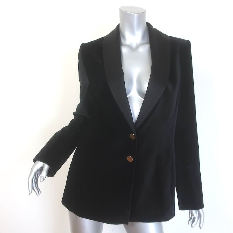 Alice + Olivia Tana Satin-Lapel Velvet Blazer
