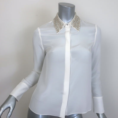 Alice + Olivia Willa Crystal-Embellished Collar Top 