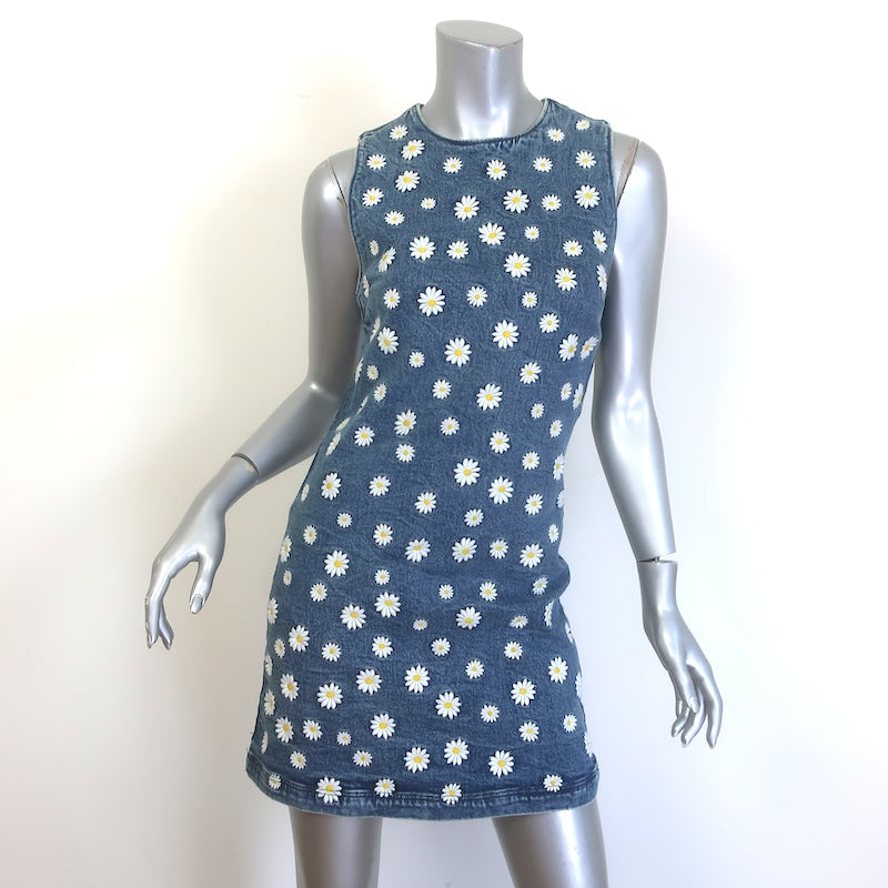 Alice + Olivia Wynell Daisy-Embroidered Denim Mini Dress 