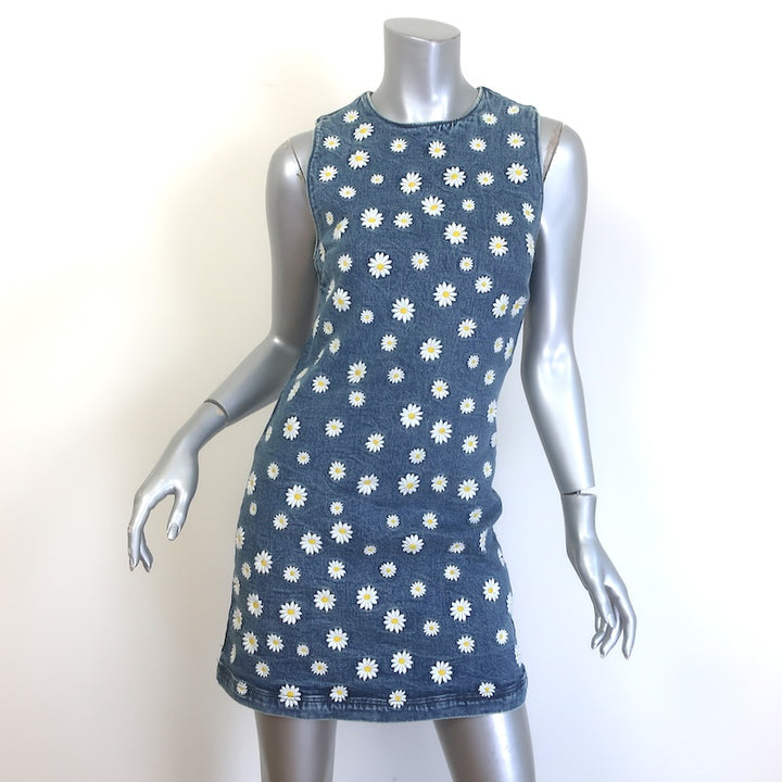 Alice + Olivia Wynell Daisy-Embroidered Denim Mini Dress 