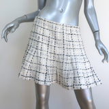 Alice + Olivia Zona Checked Tweed Godet Mini Skirt Cream/Black Size 10 NEW