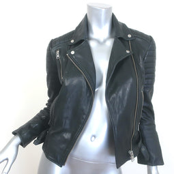 AllSaints Papin Leather Biker Jacket Black 