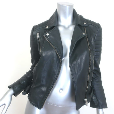 AllSaints Papin Leather Biker Jacket Black 