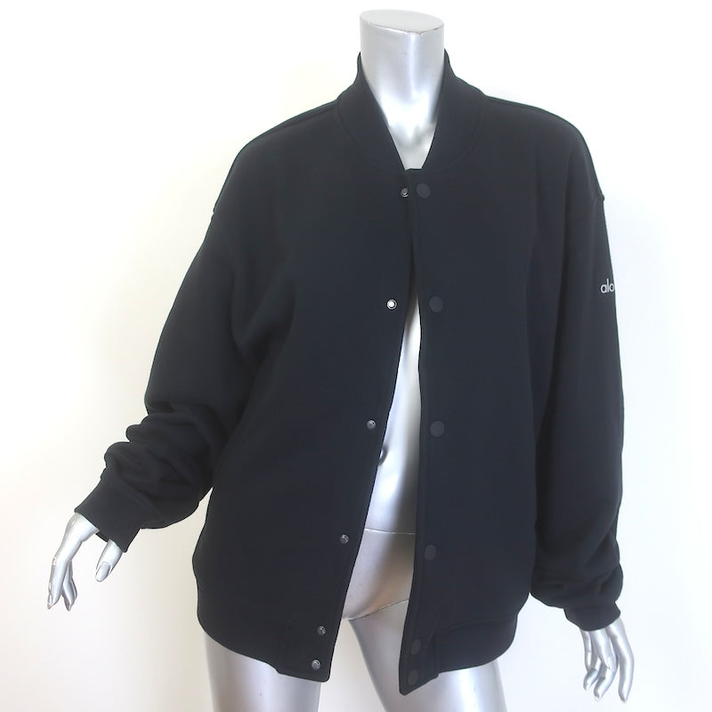 Alo Yoga Renown Oversized Varsity Jacket Black 