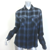 Amiri Distressed Ombre Plaid Flannel Shirt Blue Size Large