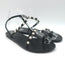Ancient Greek Sandals Eleftheria Pearls Sandals Black Leather Size 40