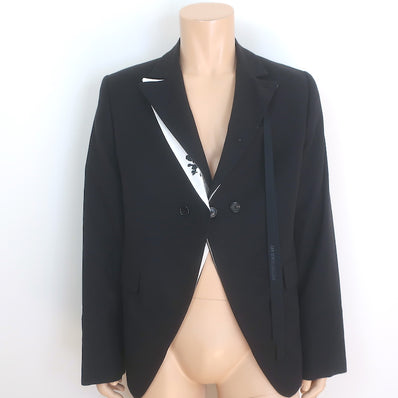 Ann Demeulemeester Double-Lapel Blazer Black Cotton-Linen Size Large