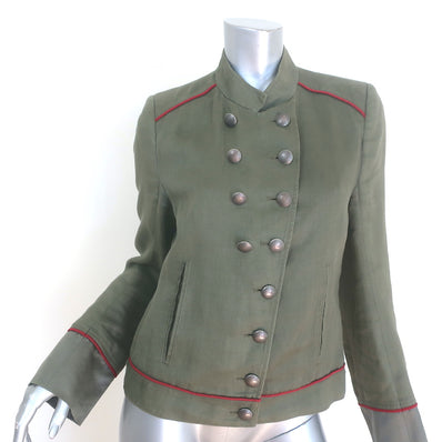 Ann Demeulemeester Military Jacket Olive Linen Size 38