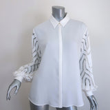 Anne Fontaine Cecilia Lace-Sleeve Blouse White Crepe