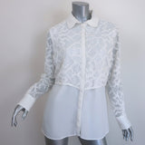 Anne Fontaine Eliame Lace-Overlay Blouse White Crepe 