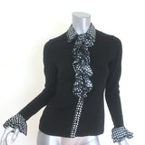 Anne Fontaine Emira Houndstooth Ruffle Button Down Blouse